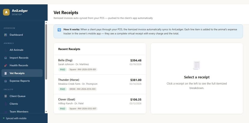 Receipt history