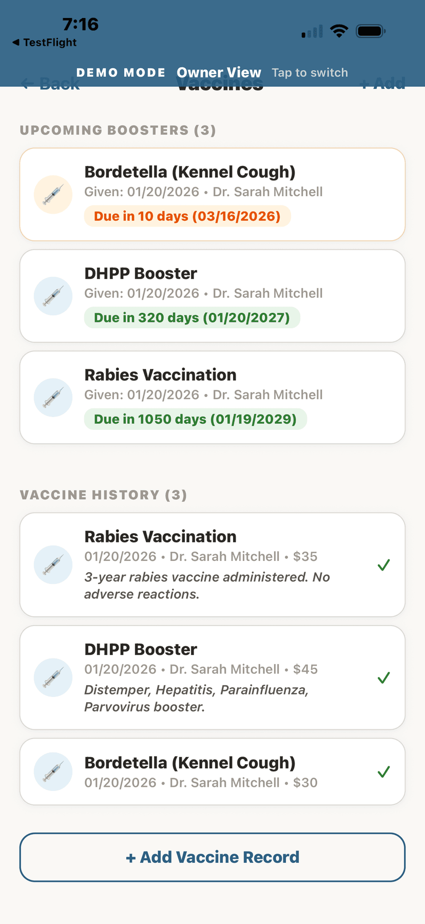 Vaccine schedule with upcoming boosters