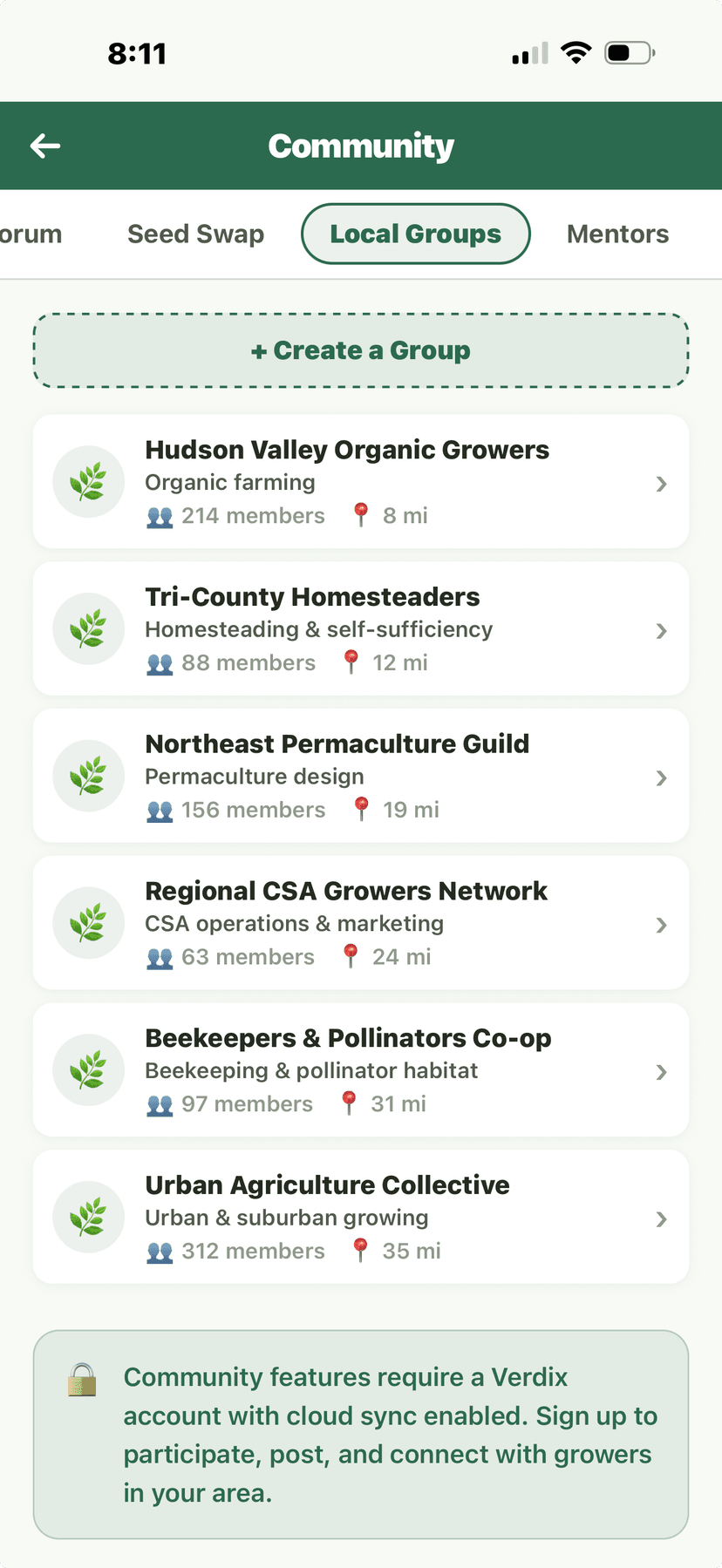 Community Local Groups - group listings