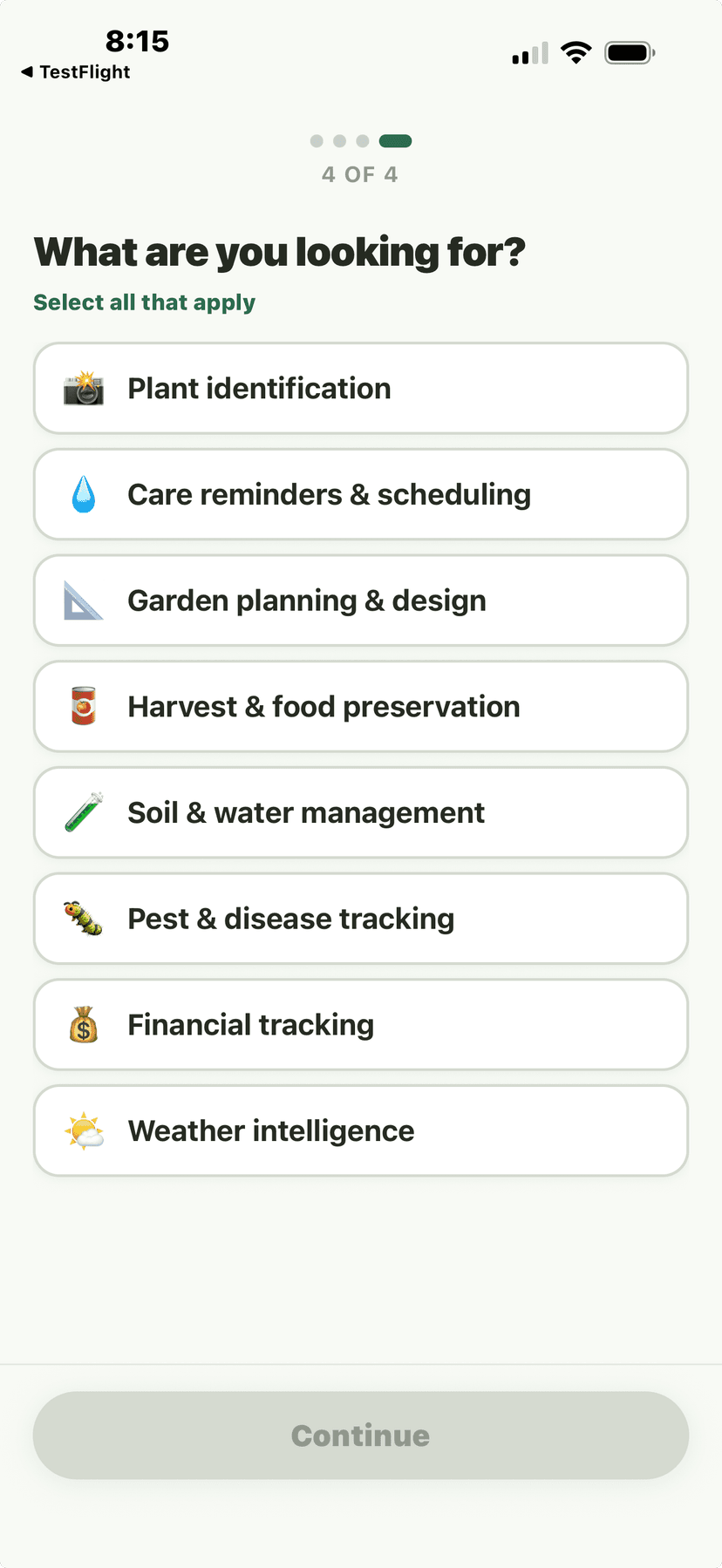 Onboarding Q4 - What are you looking for? multi-select