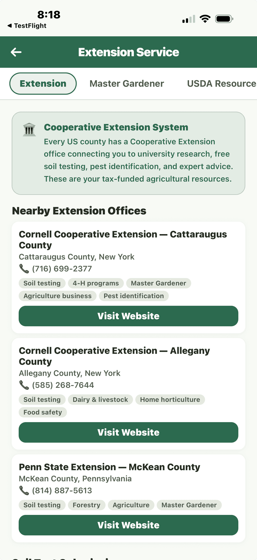 Extension service with nearby offices
