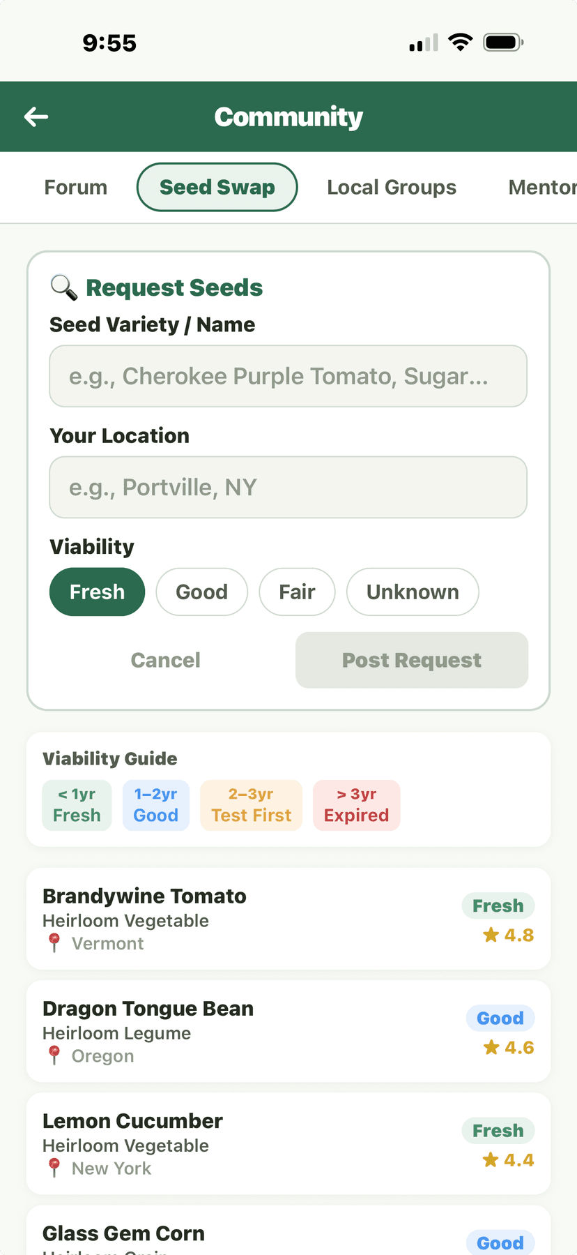 Seed Swap - Request Seeds form