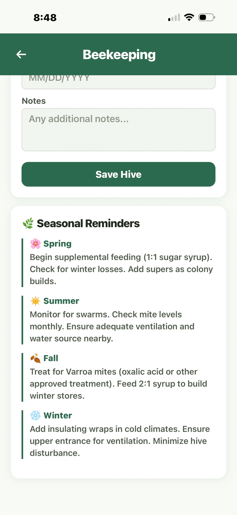 Beekeeping - Seasonal Reminders