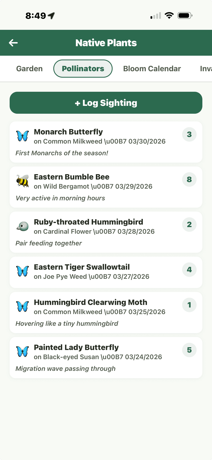 Native Plants - Pollinators (Monarch, Bumble Bee, Hummingbird)