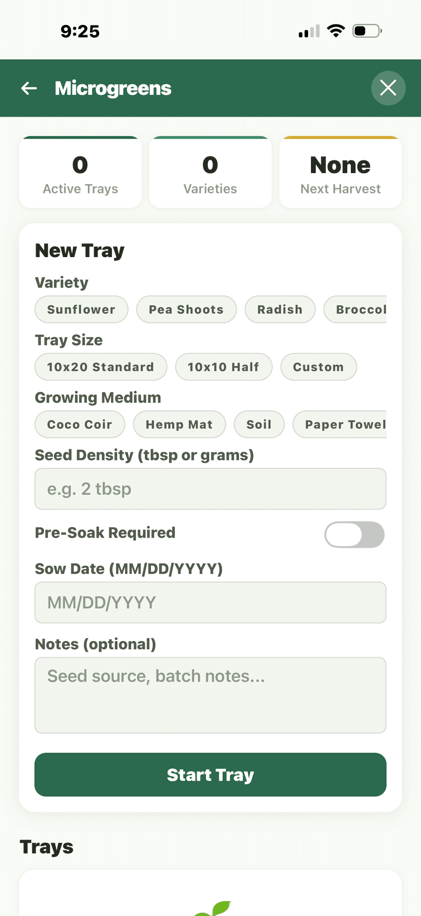 Microgreens - new tray form